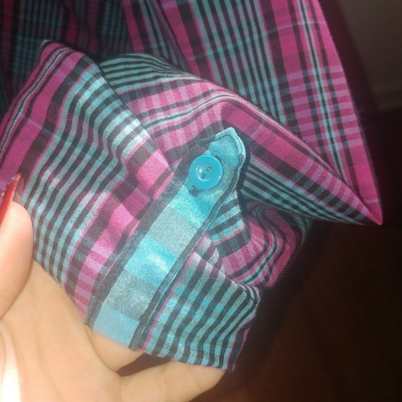 EUC·A fine mess | plaid fitted turquoise magenta - Picture 4 of 7